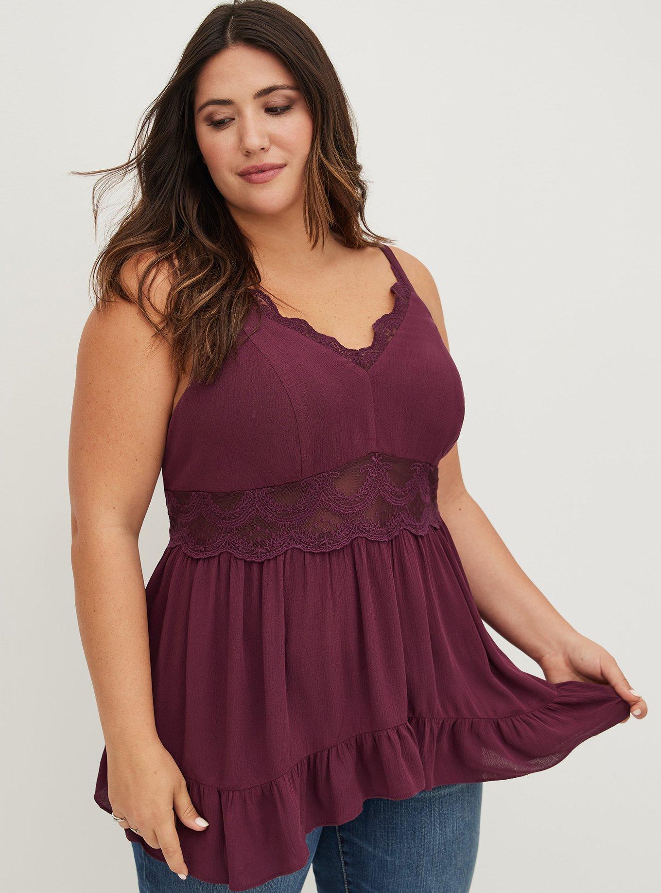 Torrid Wine Babydoll with Lace Inset Cami