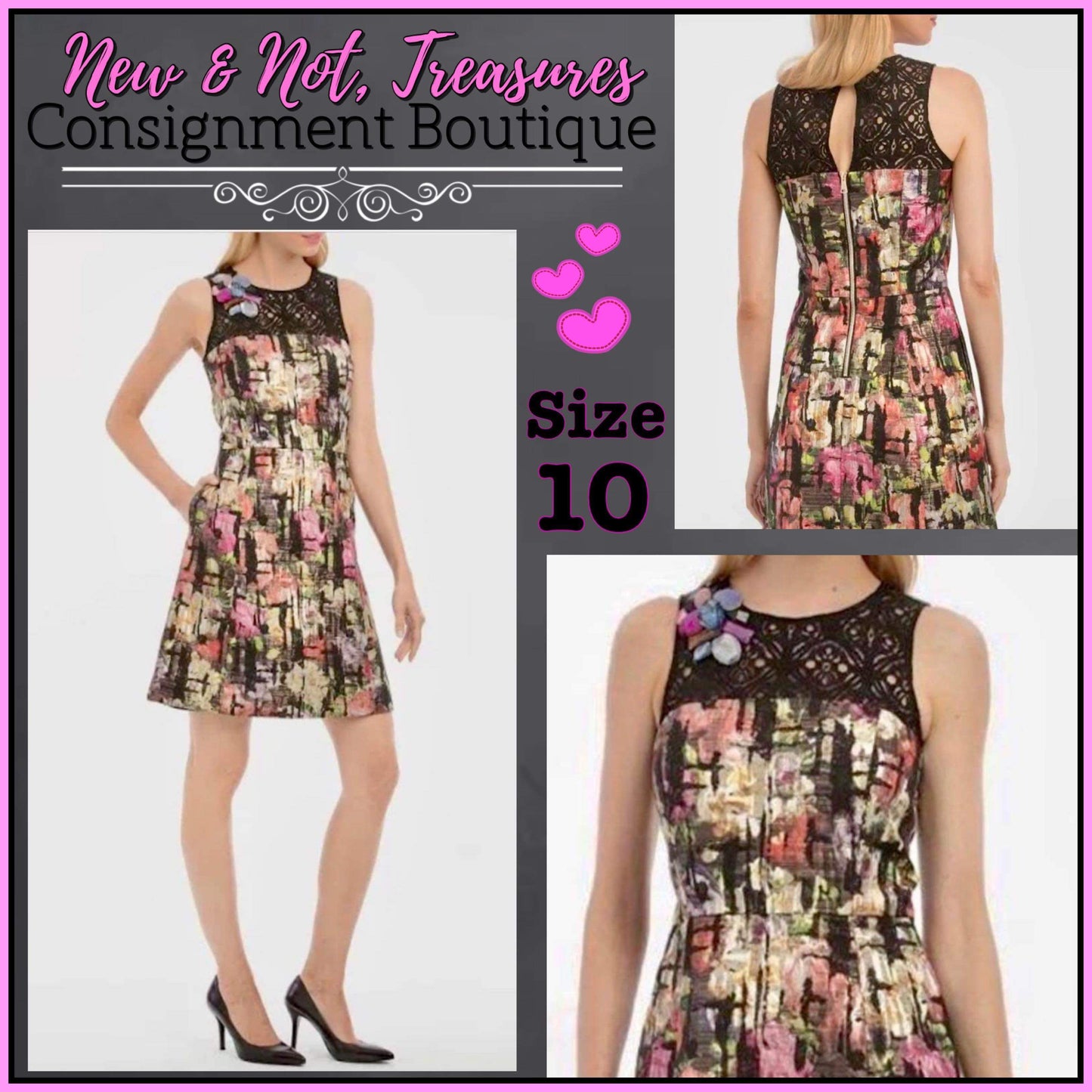 Nicole Miller Womens Embellished Abstract Print Sleeveless Sheath Dress Size 10