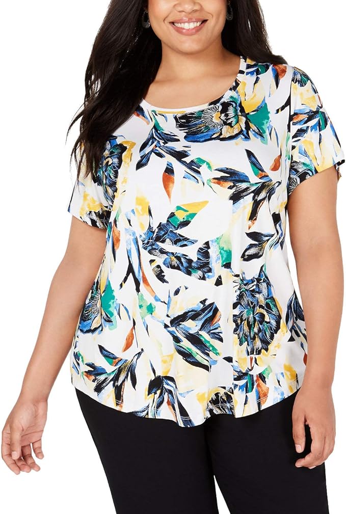 JM Collection Floral 2X Printed Top