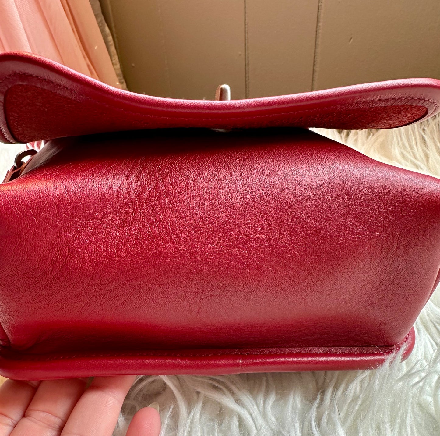 Vintage Coach Companion Flap Crossbody Bag Red Leather EUC Authentic 1990s Clean