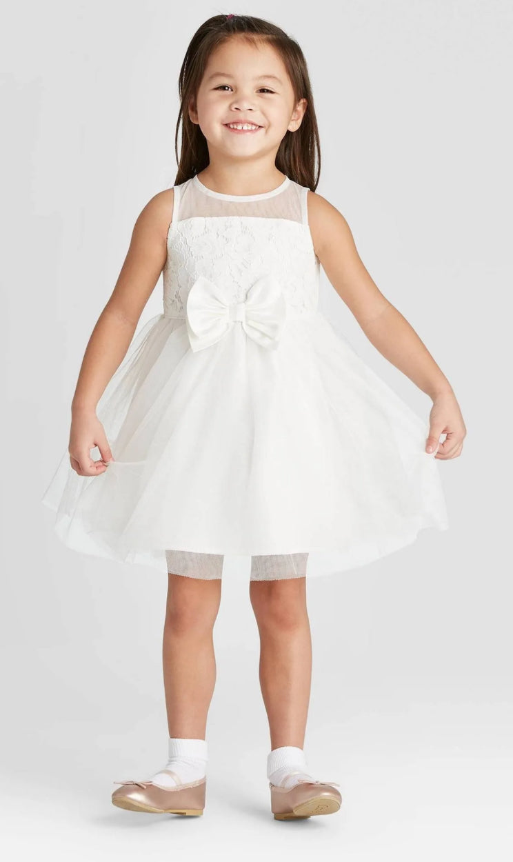 NWT Zenzi Lace White Tulle Flower Girl Fancy Dress BOW Size 2T