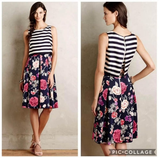 Anthropologie, Size 2.  Striped Floral Sleeveless.  So Cute!  EUC