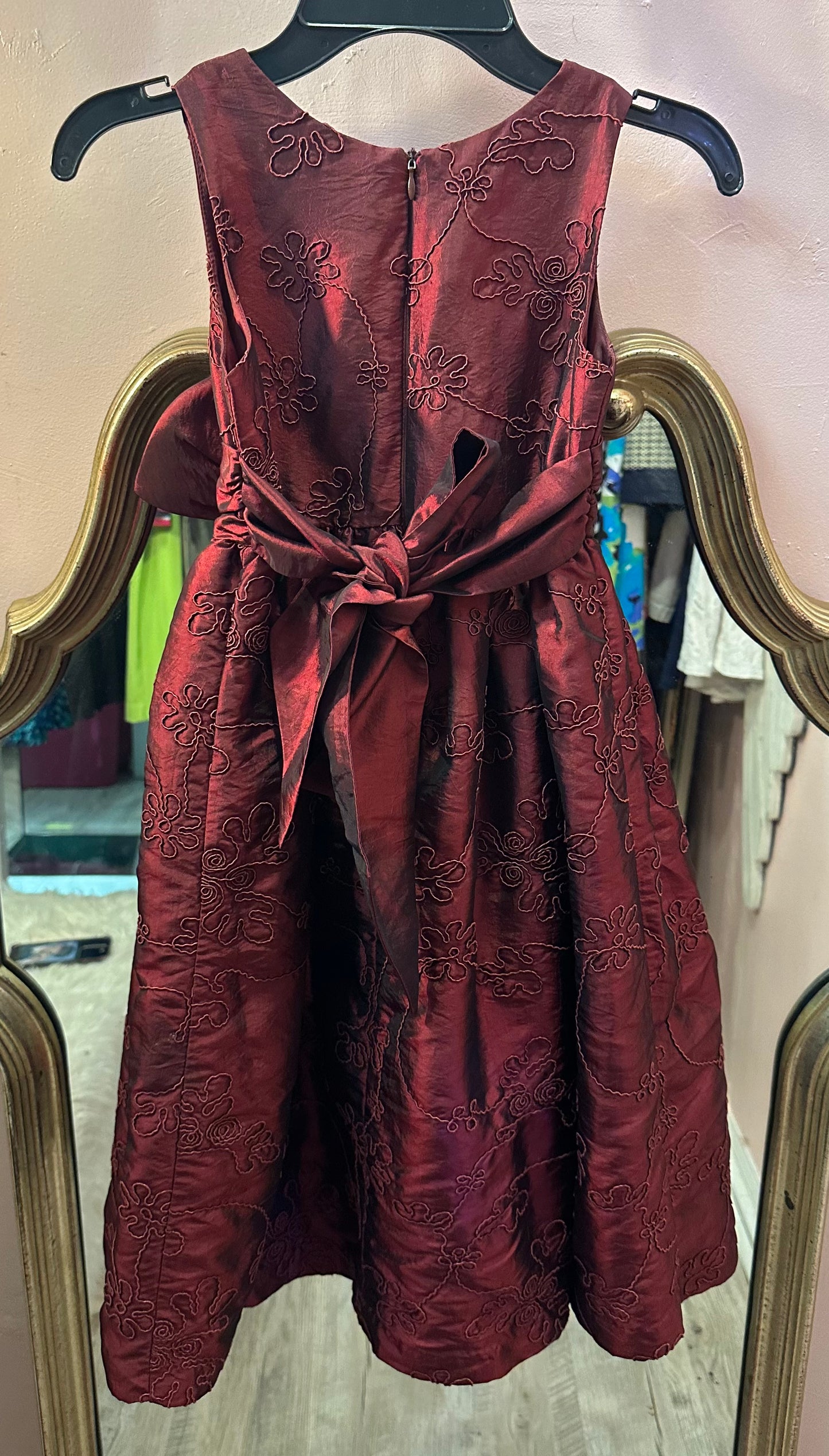 Emily West Girl's Metallic Maroon/ Burgundy Dress Sz 7 Formal Party Sleeveless
