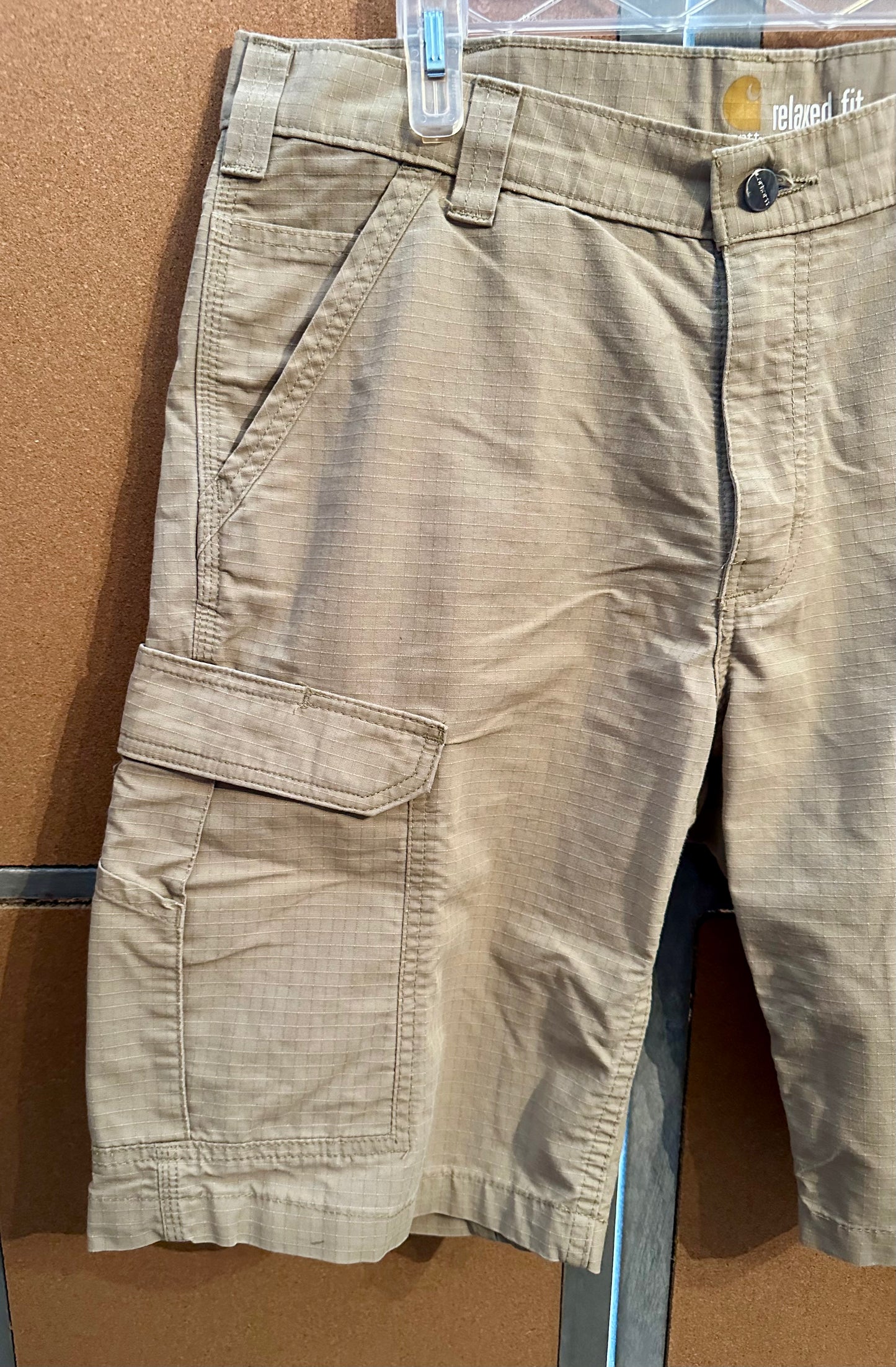 Carhartt Force Broxton Cargo Shorts 34 Relaxed Fit Ripstop FastDry Utility Tan