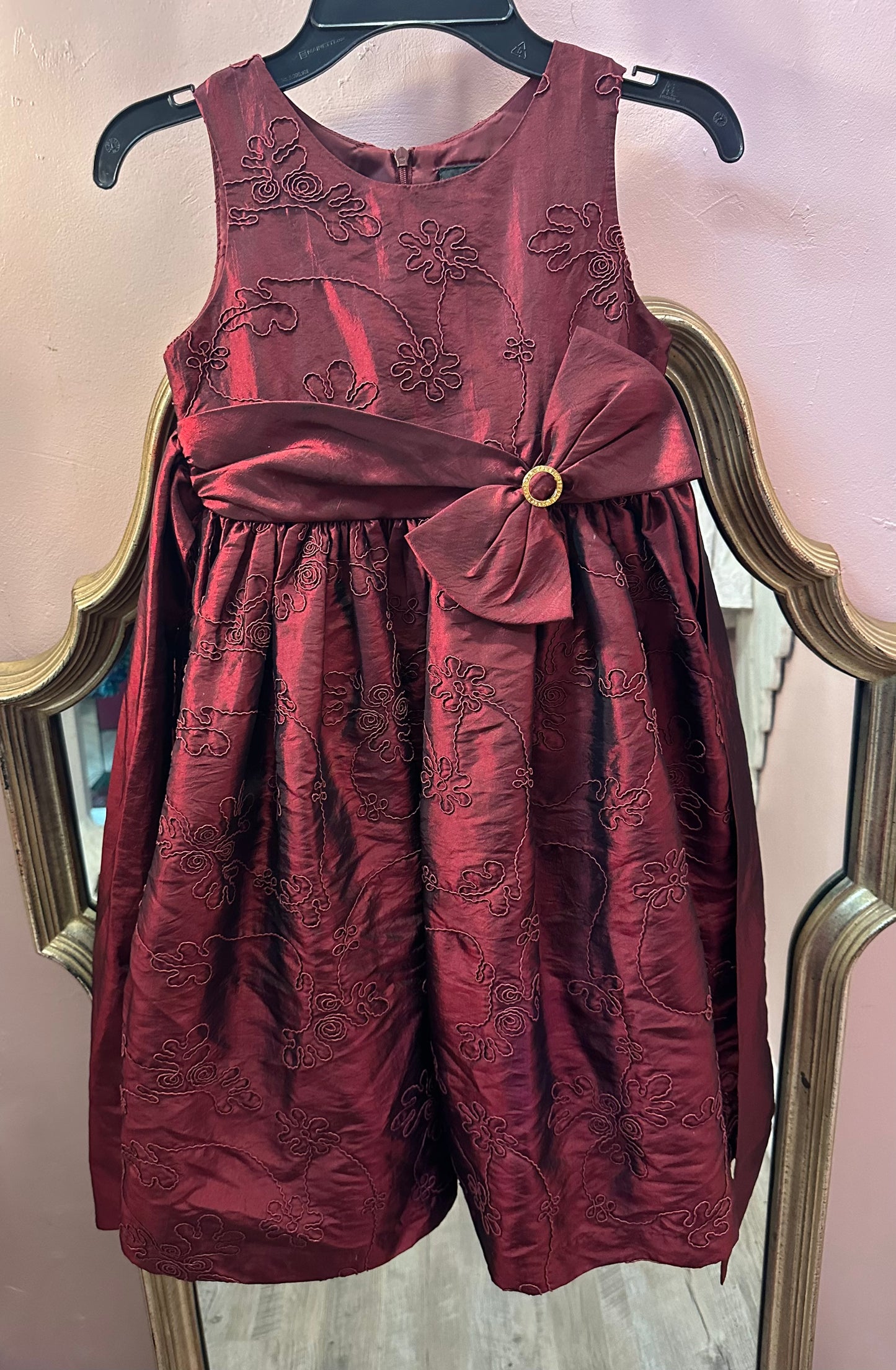 Emily West Girl's Metallic Maroon/ Burgundy Dress Sz 7 Formal Party Sleeveless