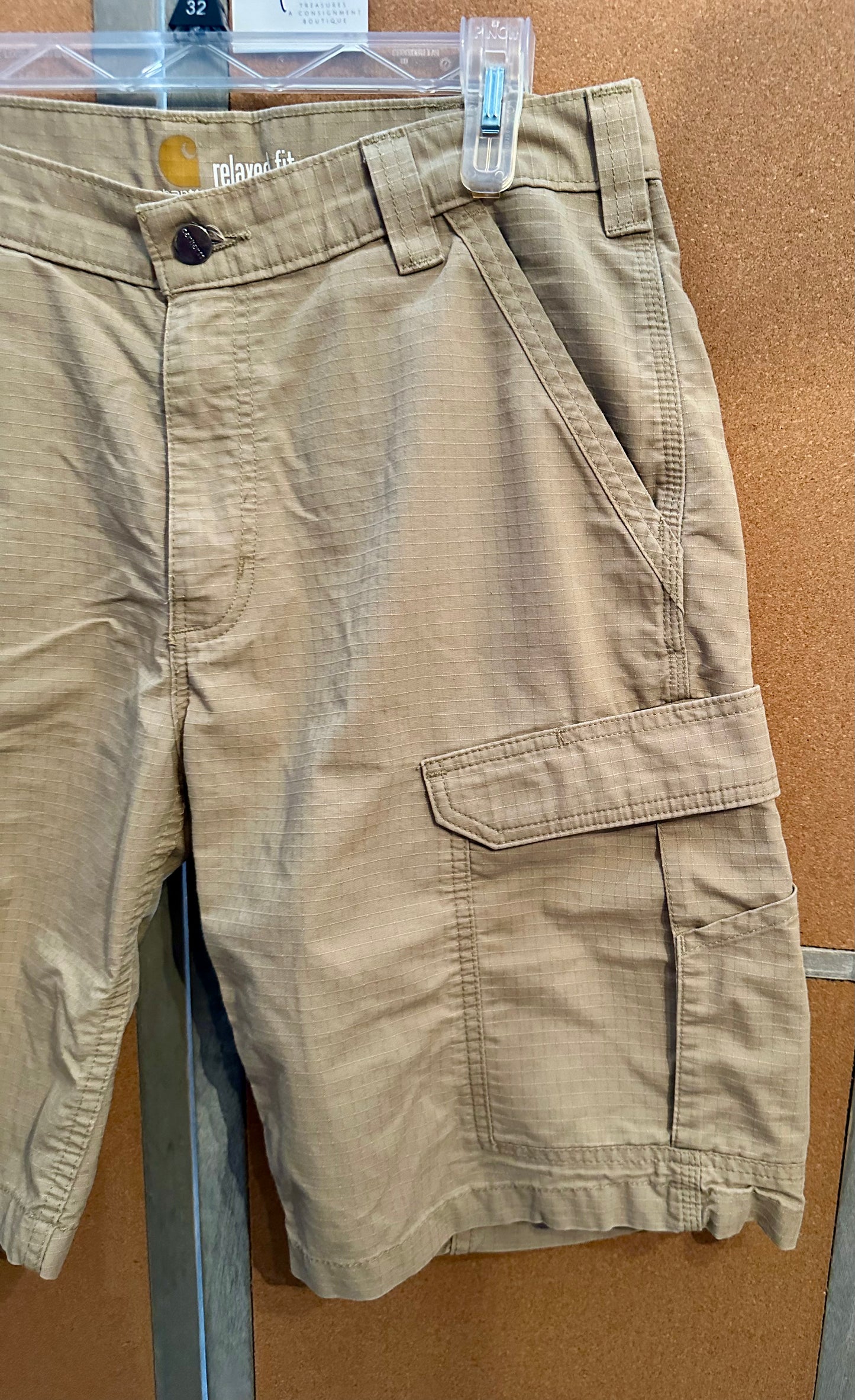 Carhartt Force Broxton Cargo Shorts 34 Relaxed Fit Ripstop FastDry Utility Tan
