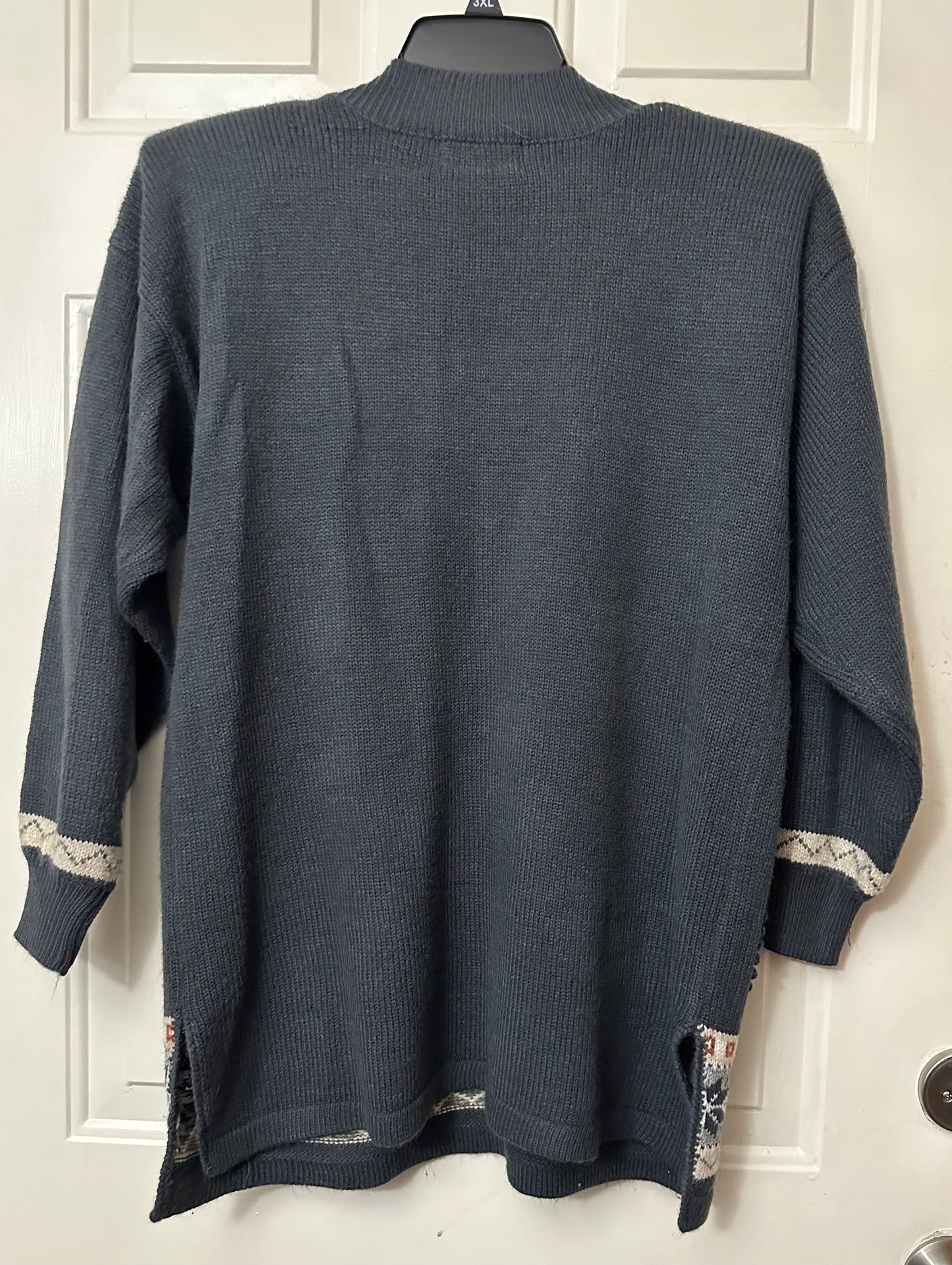 80s 90s Dana Scott V Neck Sweater Pockets Gray Size Medium Vintage Boho Cottage