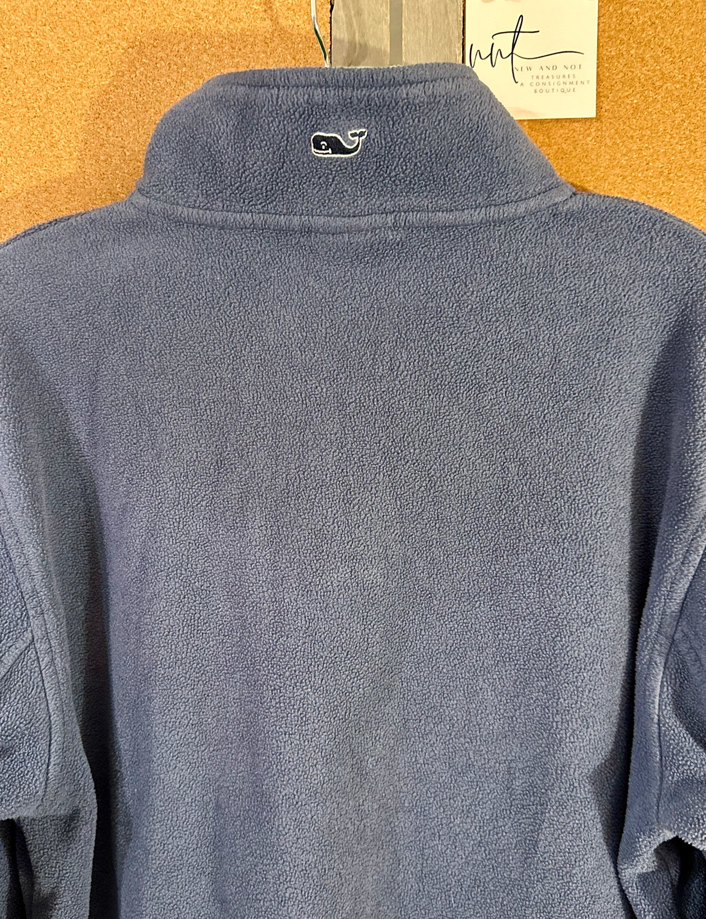 Vineyard Vines Men’s Size Medium Blue Fleece Quarter Zip Pullover Green Trim