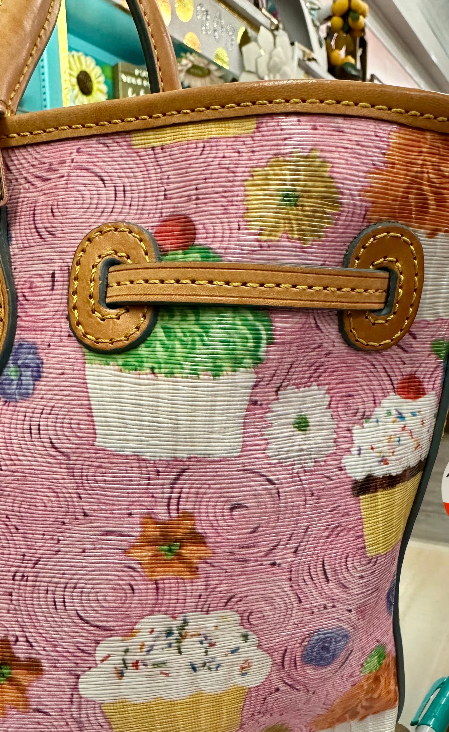 Dooney & Bourke Pink Cupcake Shoulder Bag Hand Bag East West Tassel Cupcake Tote