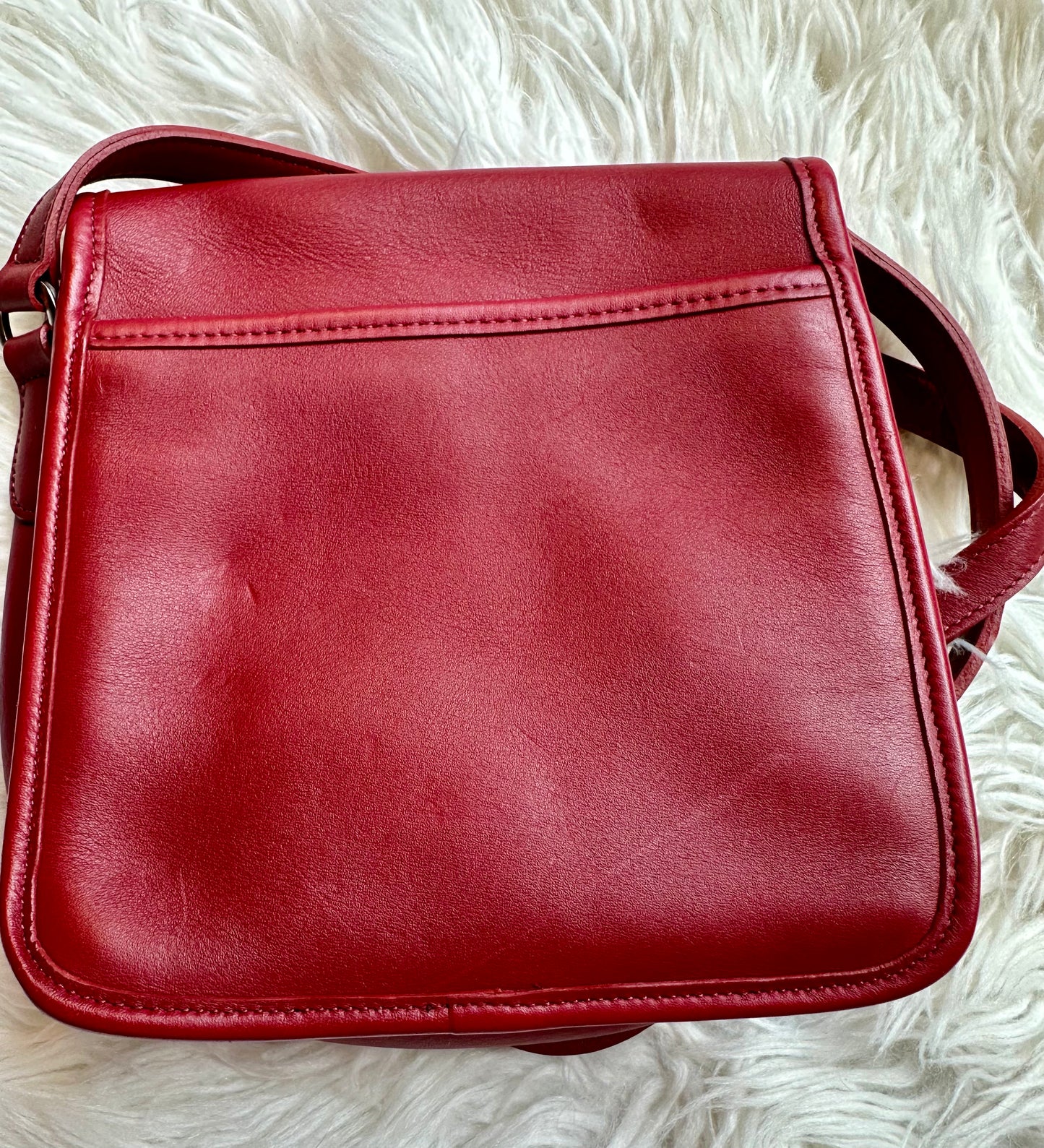 Vintage Coach Companion Flap Crossbody Bag Red Leather EUC Authentic 1990s Clean