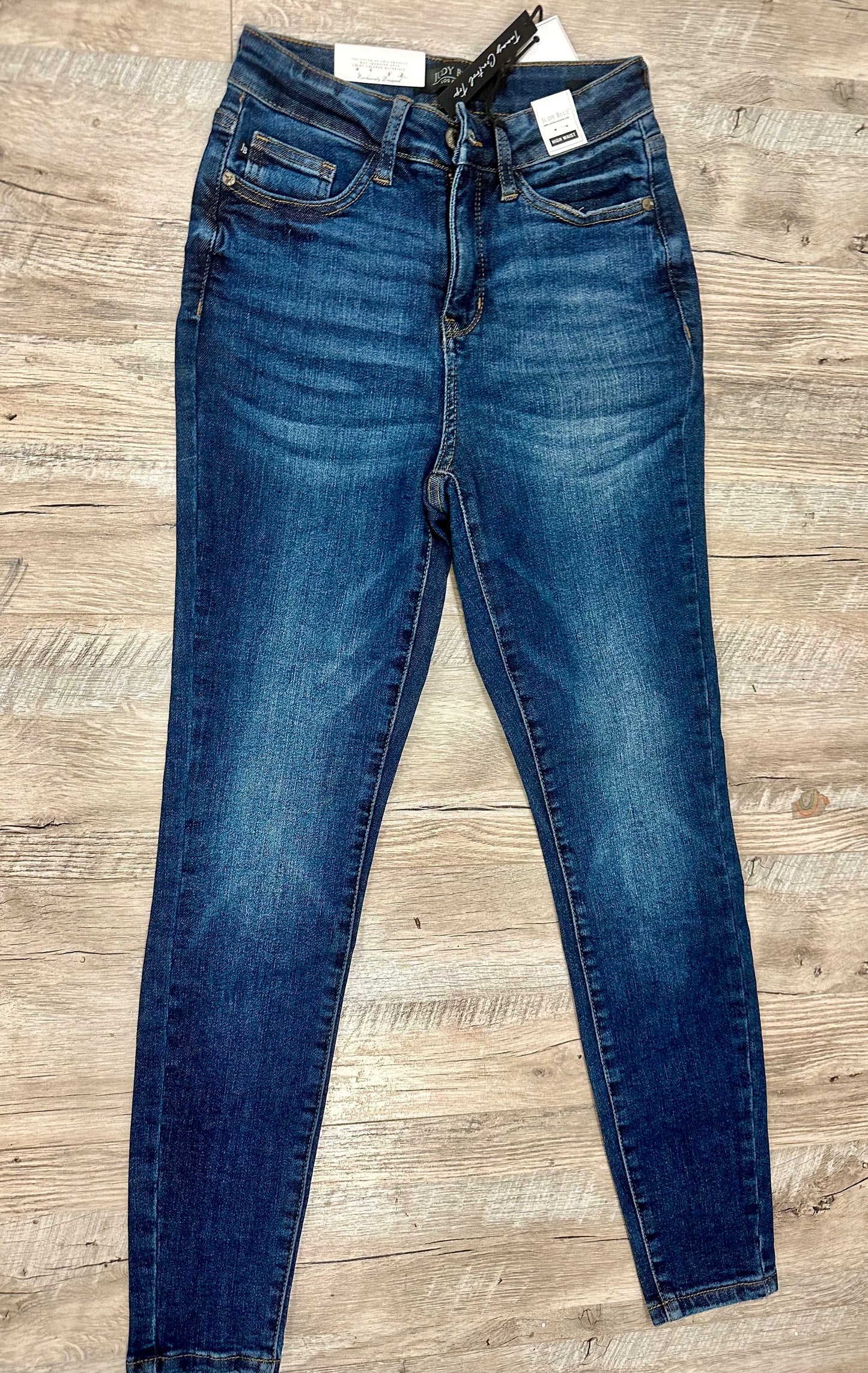 NWT Judy Blue Jeans Womens Size 0 Blue Denim High Rise Tummy Control Top Skinny