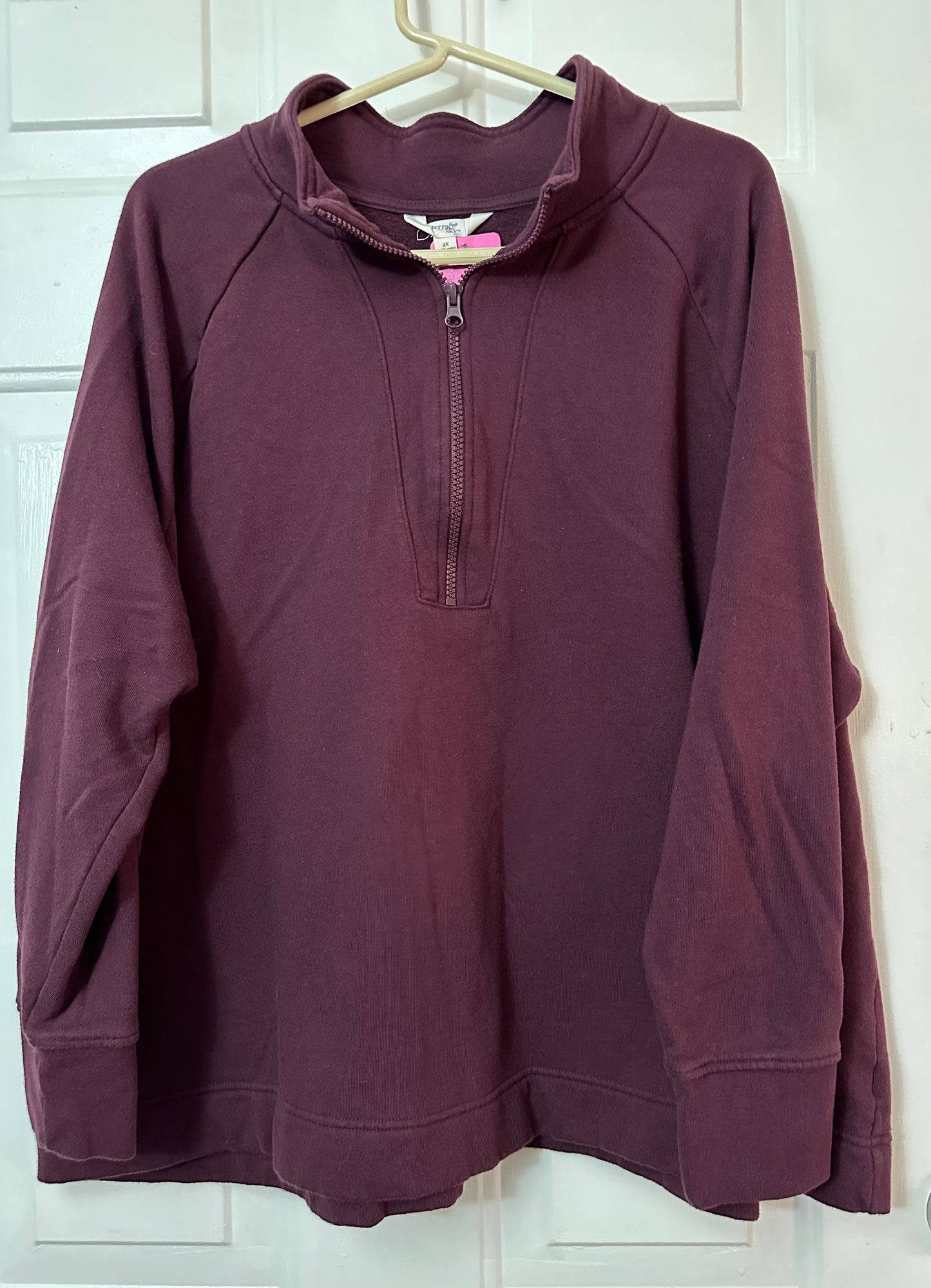 Terra & Sky plus size 2x. Purple 1/4 zip pullover. Preowned in good condition.