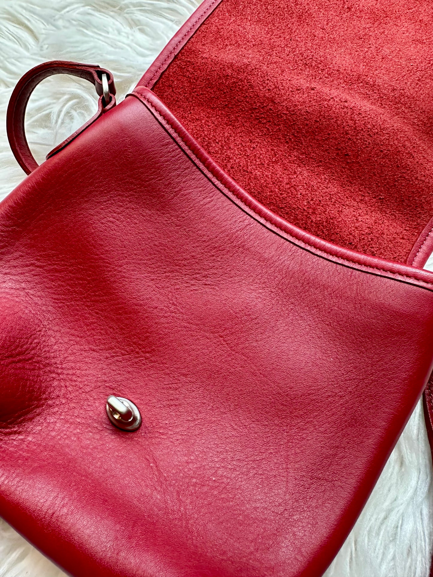 Vintage Coach Companion Flap Crossbody Bag Red Leather EUC Authentic 1990s Clean