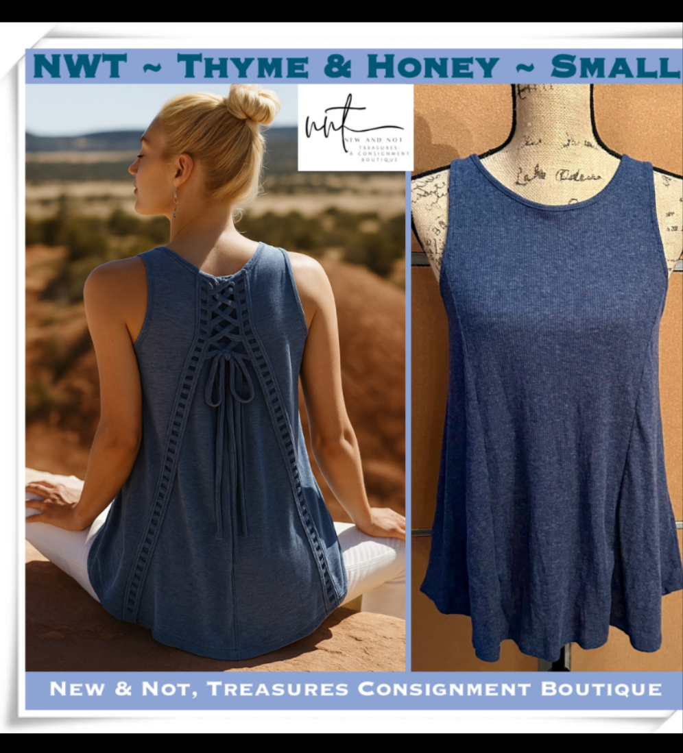 Thyme & Honey ( NWT ) Blue Tank Top Sz Small