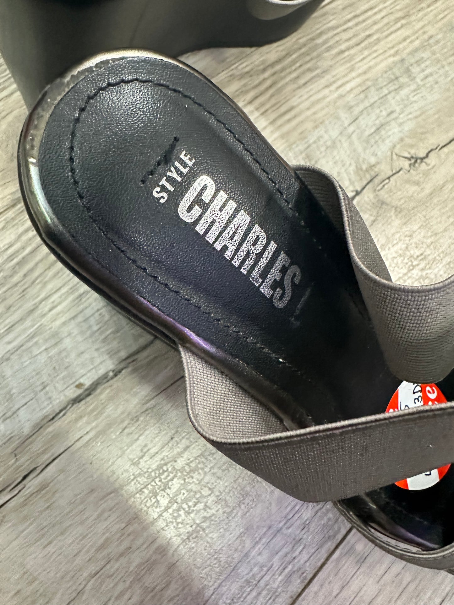 CHARLES DAVID US Size 7 Gray Pewter Strappy Plaform Wedge Heel Sandals Shoes