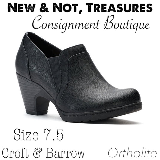 Croft & Barrow Boots Womens Size 7.5 Ortholite Ankle Bootie Black Casual