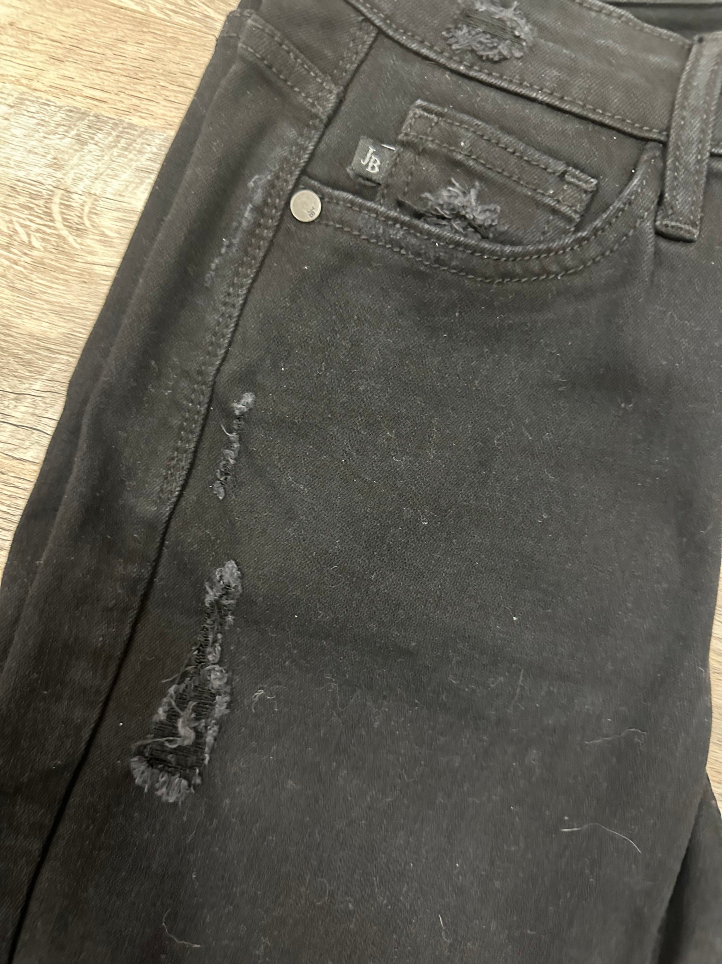 NWT Judy Blue Size 1 (25) Black Distressed Denim Jeans Boyfriend Fit