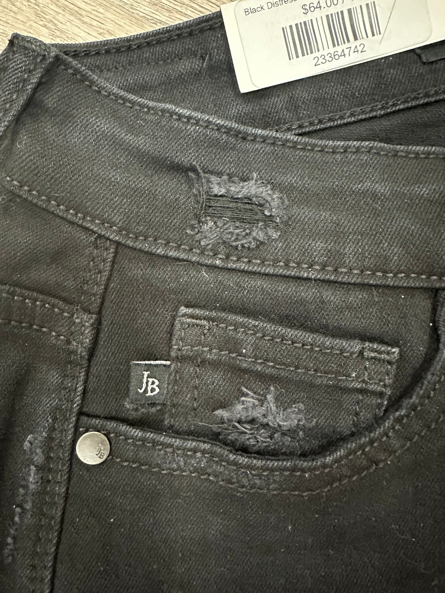 NWT Judy Blue Size 1 (25) Black Distressed Denim Jeans Boyfriend Fit
