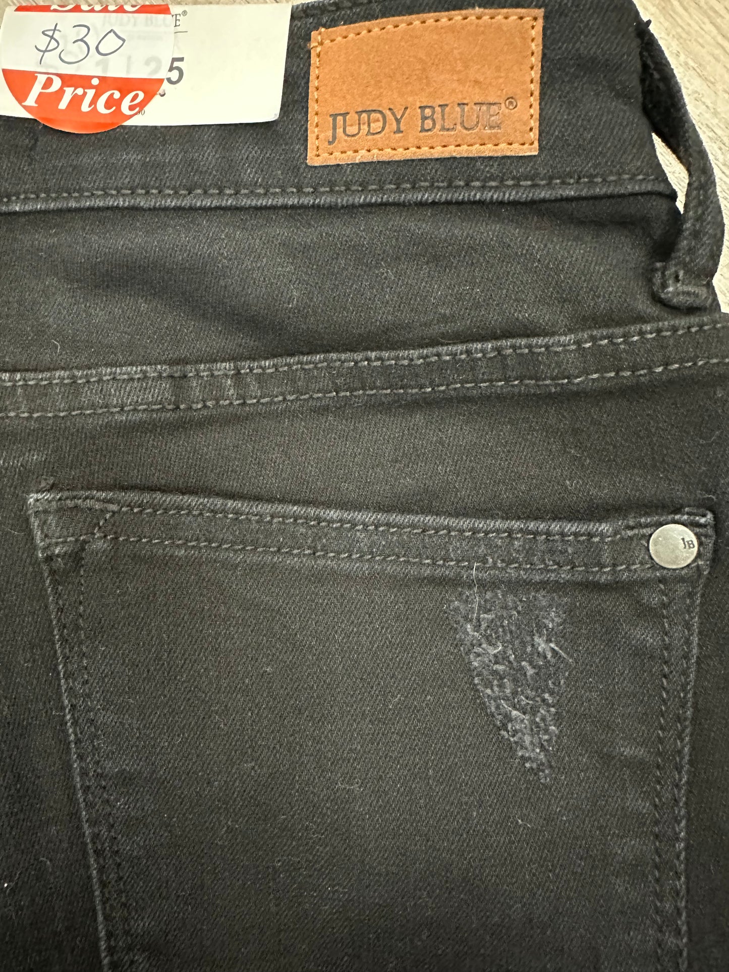 NWT Judy Blue Size 1 (25) Black Distressed Denim Jeans Boyfriend Fit