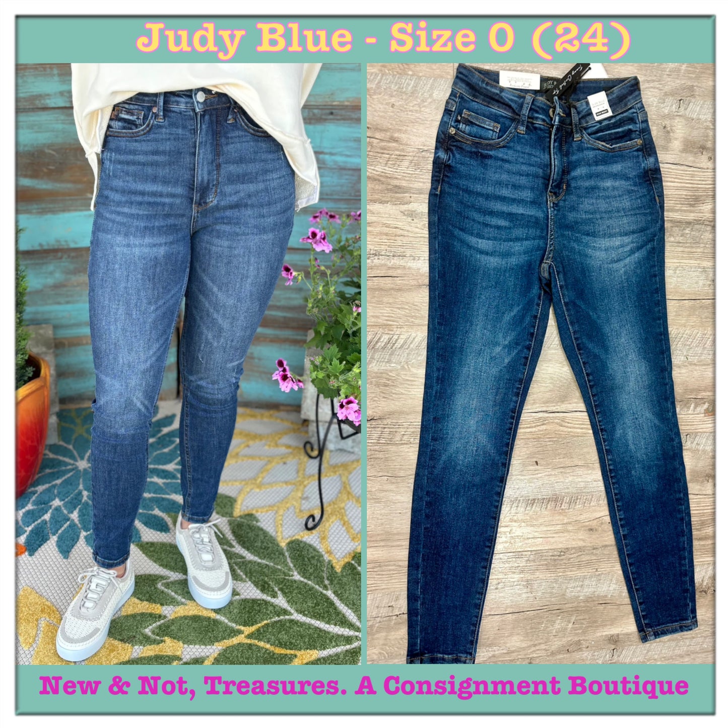 NWT Judy Blue Jeans Womens Size 0 Blue Denim High Rise Tummy Control Top Skinny