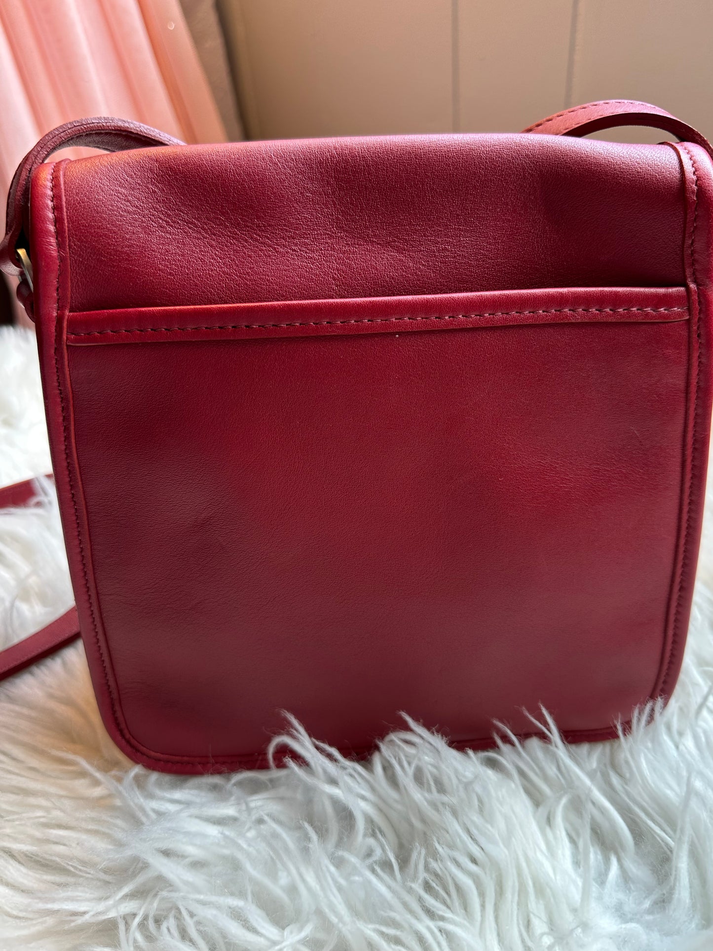 Vintage Coach Companion Flap Crossbody Bag Red Leather EUC Authentic 1990s Clean