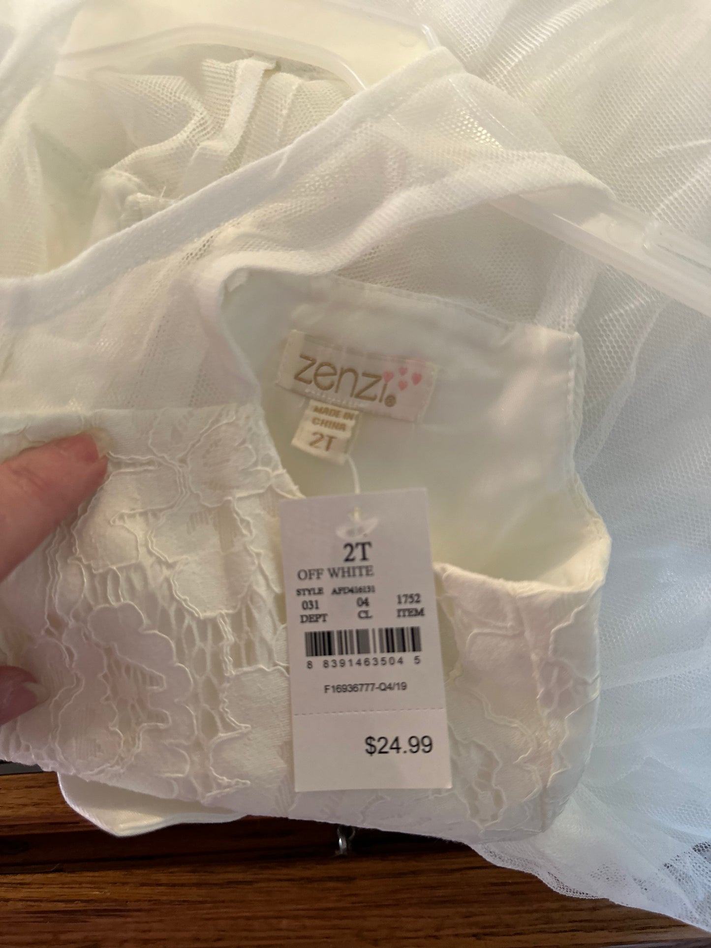 NWT Zenzi Lace White Tulle Flower Girl Fancy Dress BOW Size 2T