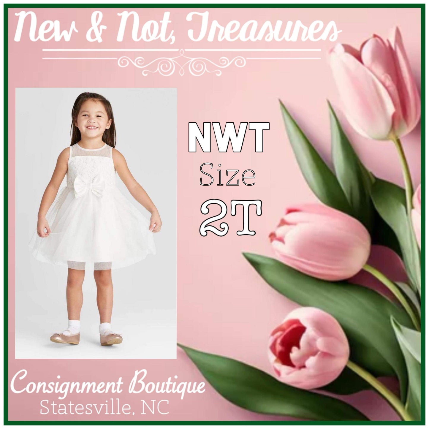 NWT Zenzi Lace White Tulle Flower Girl Fancy Dress BOW Size 2T