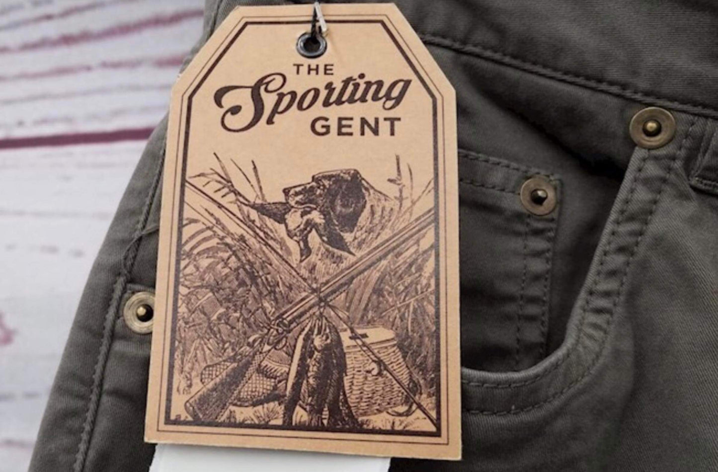 NWT $129 THE SPORTING GENT MEN'S PANTS SZ 35 X 32 Parkway Gray OLIVE 5 Pocket