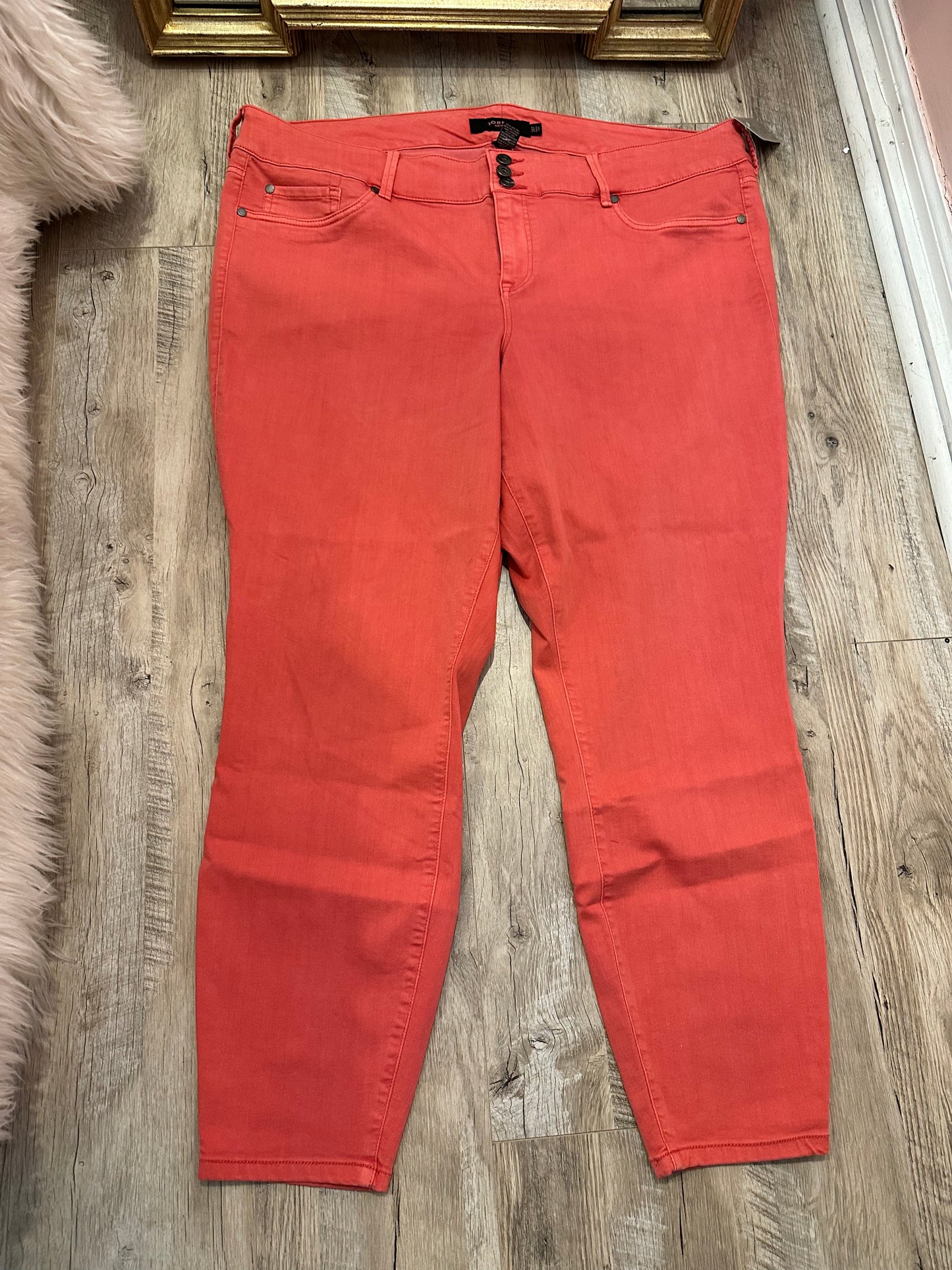EUC Torrid Jeans Womens 26T Coral Pink Skinny Jegging Stretch Denim