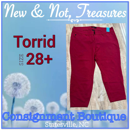 EUC Torrid Red Super Soft Jegging 3-Button Stretch Jeans Women’s Plus Size 28