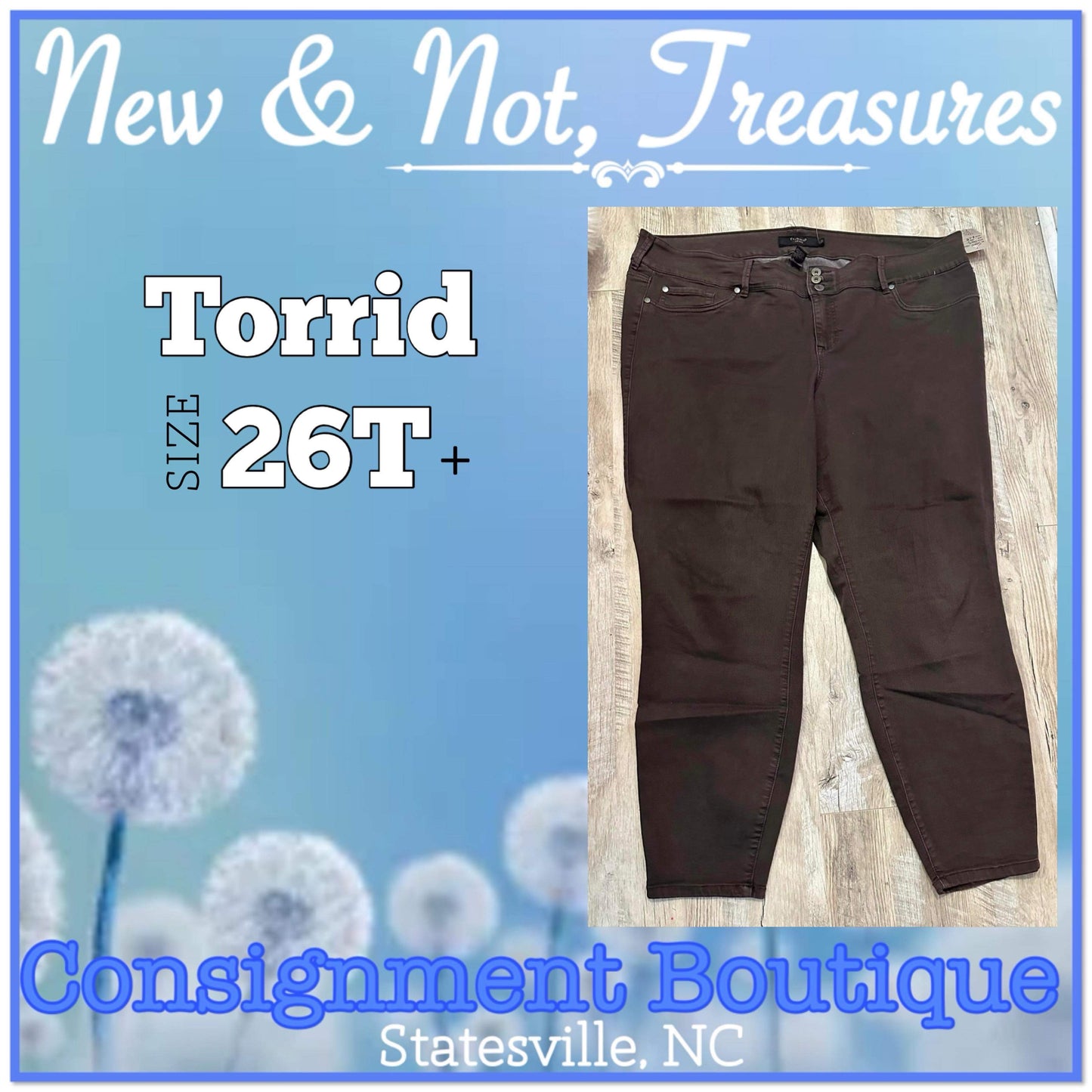 EUC Torrid Jeans Womens 26T BLACK Skinny 3 Button Jegging Stretch Denim Pockets
