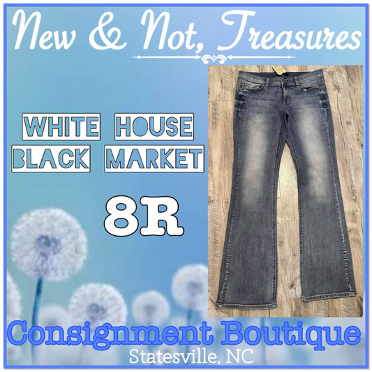 WHITE HOUSE BLACK MARKET Blue Denim Jeans BOOT CUT  Flare Sz 8R  EUC