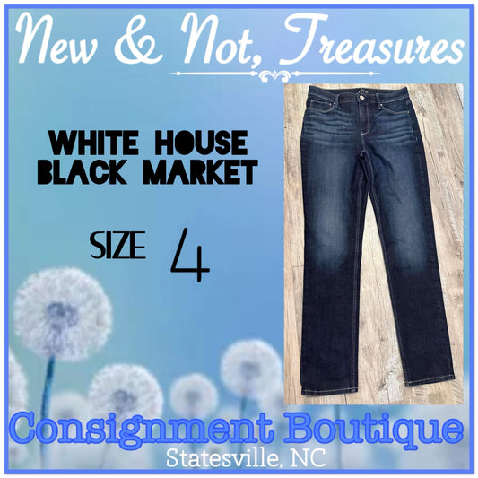 WHITE HOUSE BLACK MARKET Blue Denim Jeans. Straight Leg  Size 4 EUC