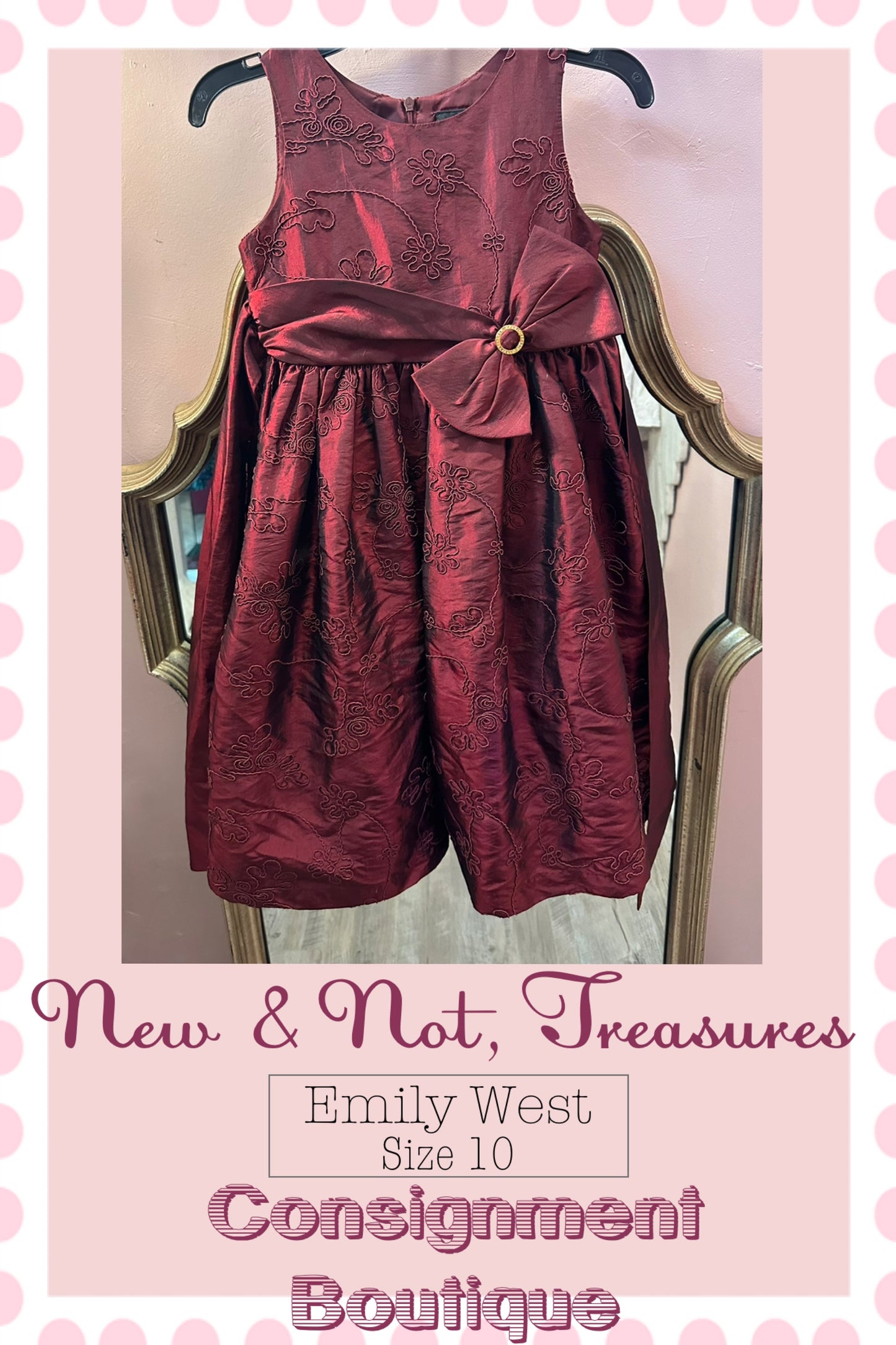 Emily West Girl's Metallic Maroon/ Burgundy Dress Sz 7 Formal Party Sleeveless