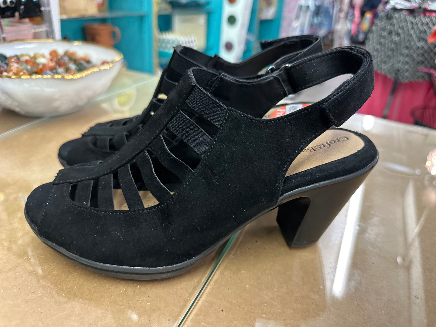 Croft & Barrow Shay Ortholite eco black high Heels Shoes women's size 7.5 ~EUC
