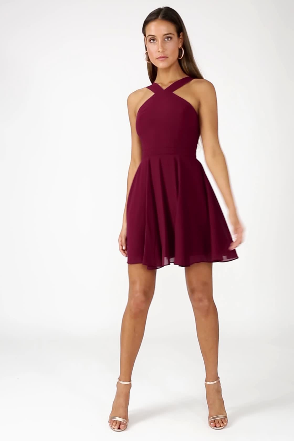 Lulu’s Burgundy Cross Front Dress in L