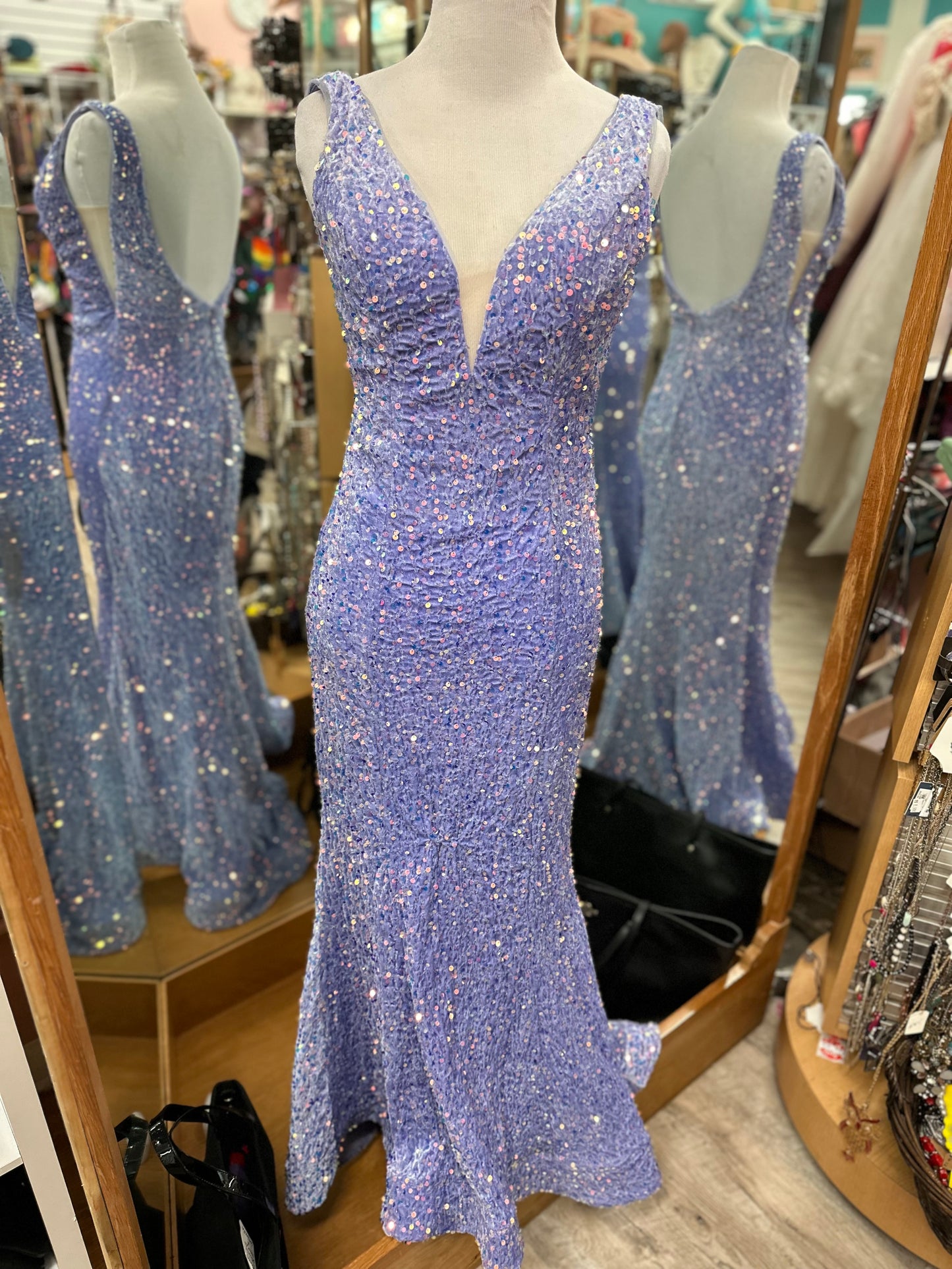 Purple Sequin and Velvet Mermaid Dress in 4