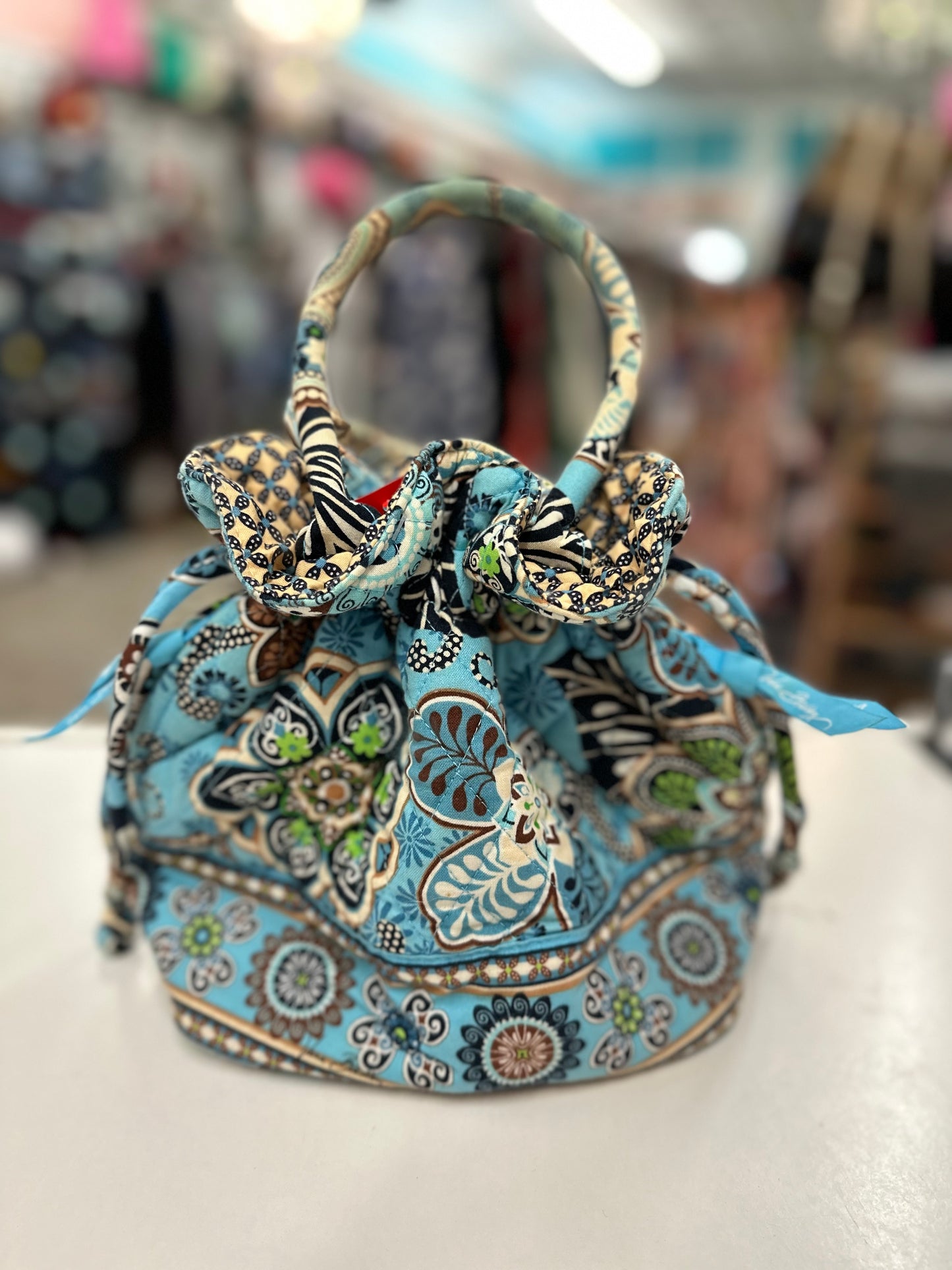 Vera Bradley Emma Drawstring Cinch Purse in Blue Bali