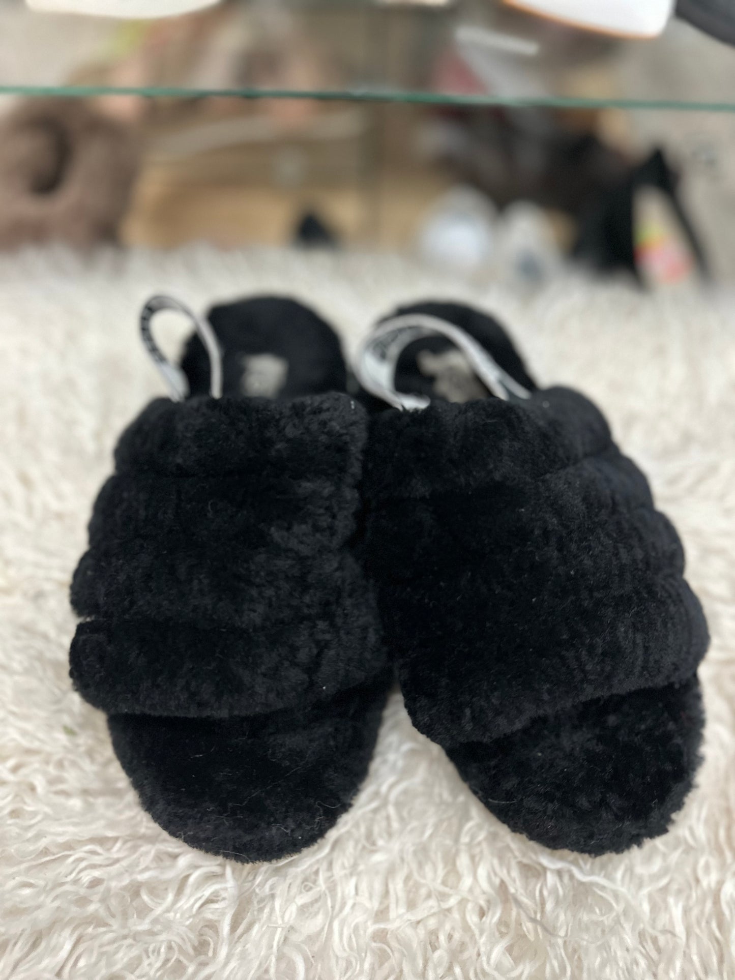 Ugg Fluff Yeah Black Slides in 3