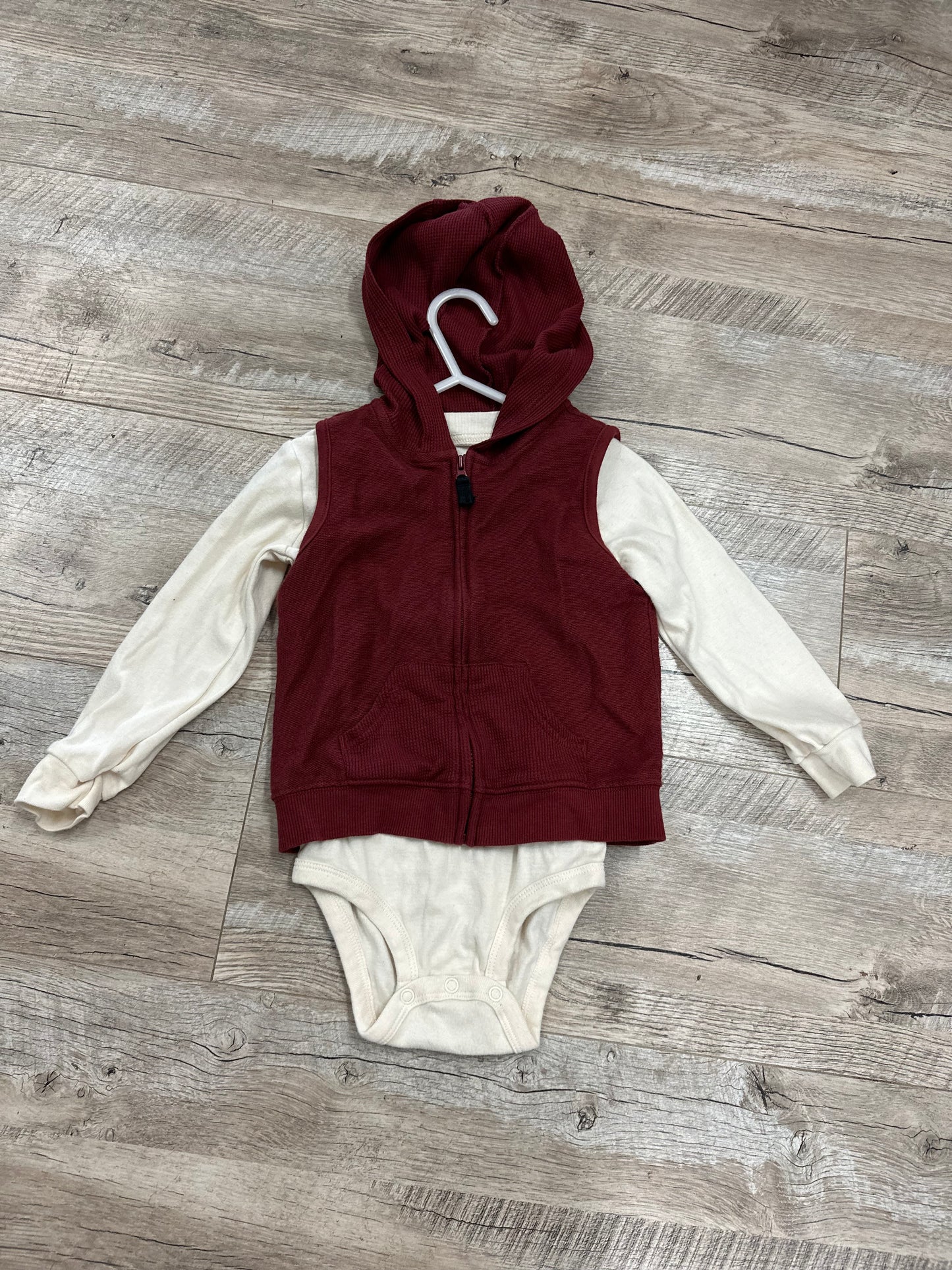 Carters 2 Piece 24M Long Sleeve Onesie/Red Vest