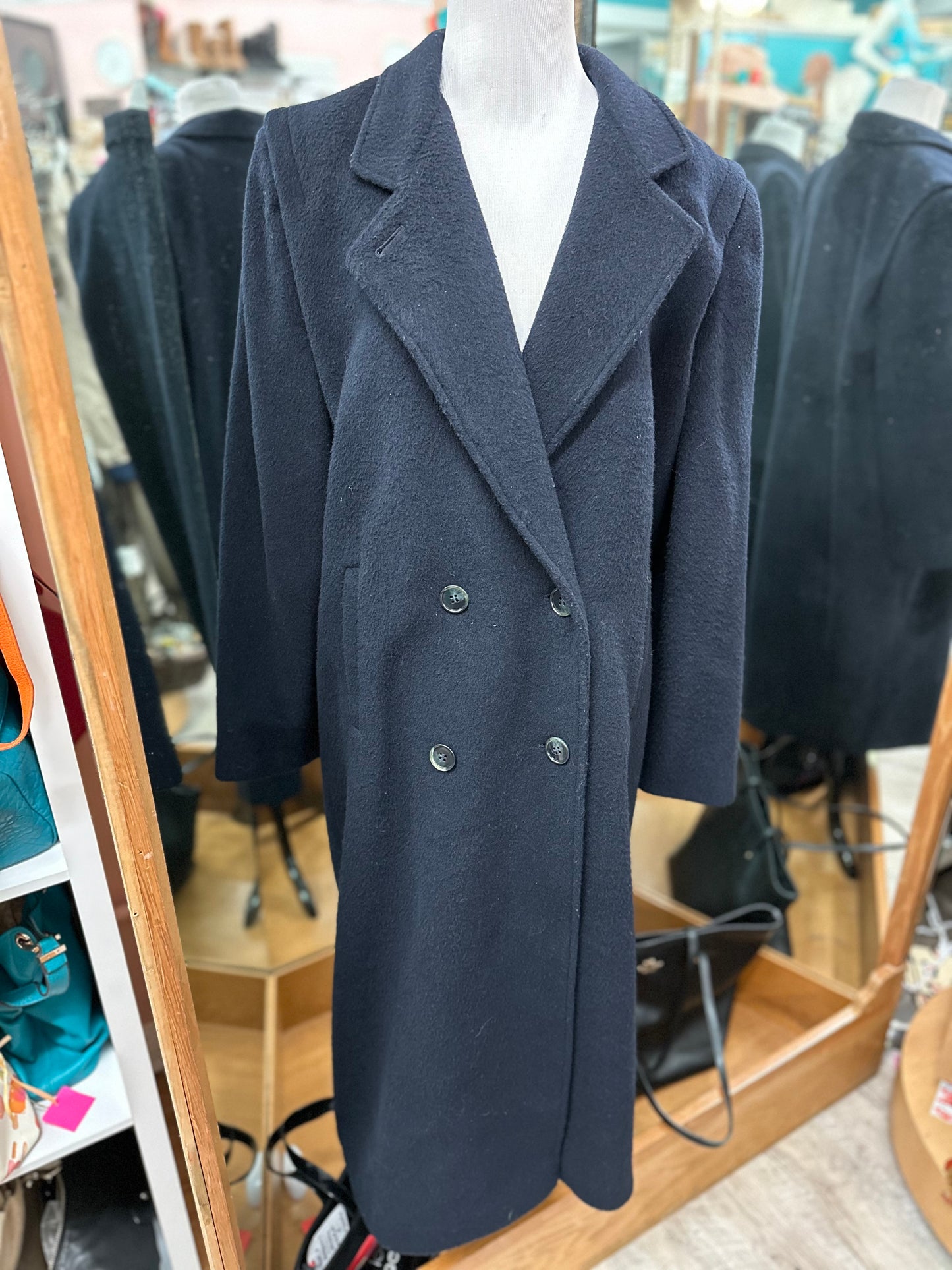 Vintage International Scene Black Trench Coat in 9/10