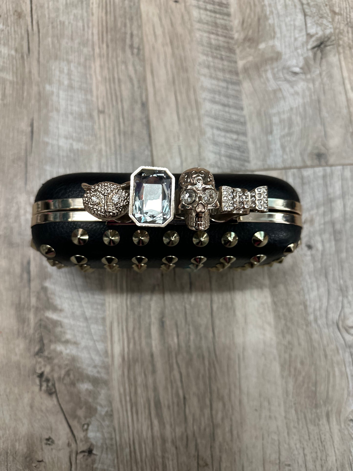 Natasha Couture Knuckle Studded Hard Shell Clutch