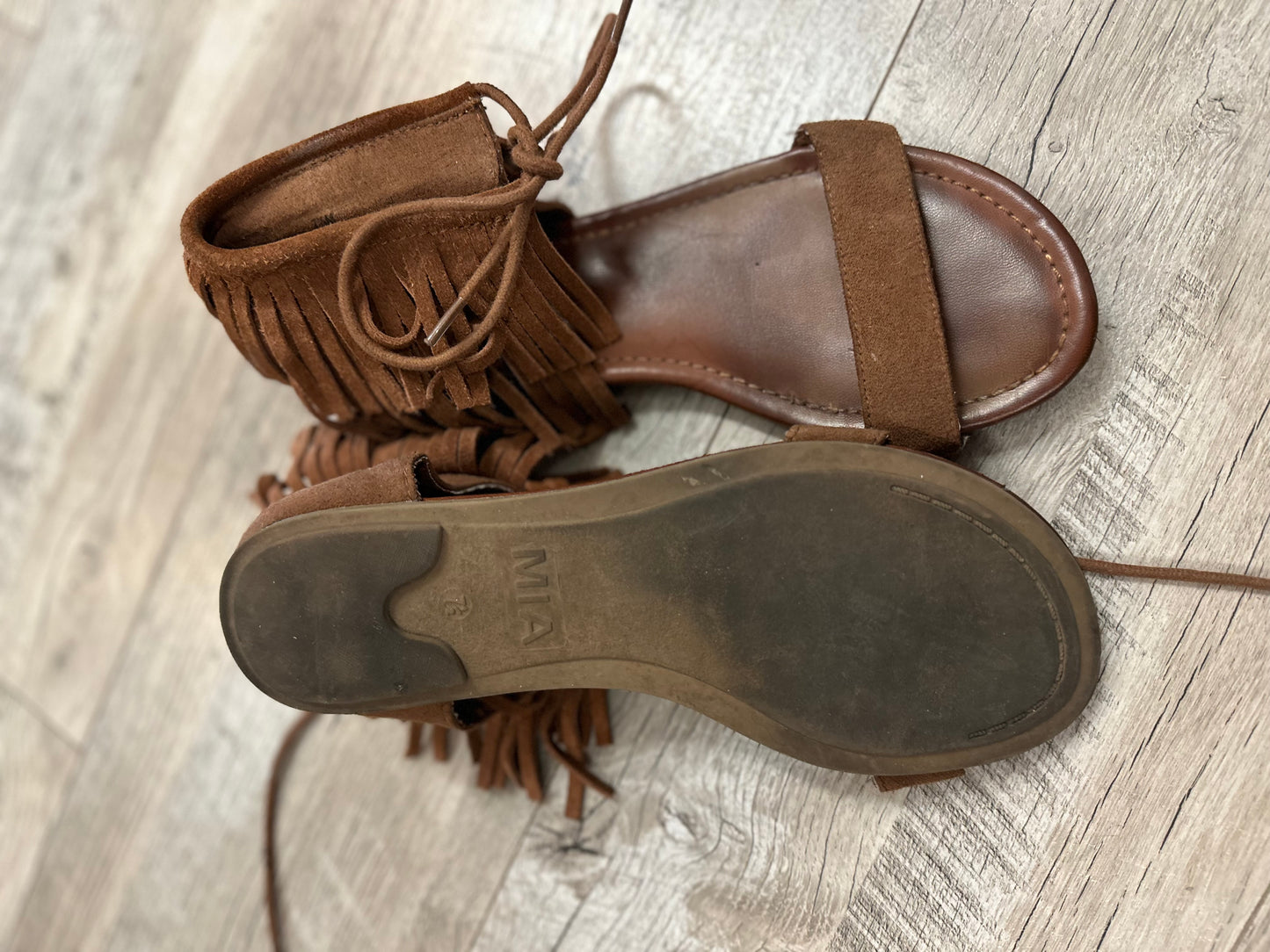 MIA Brown Fringe Sandals in 7.5