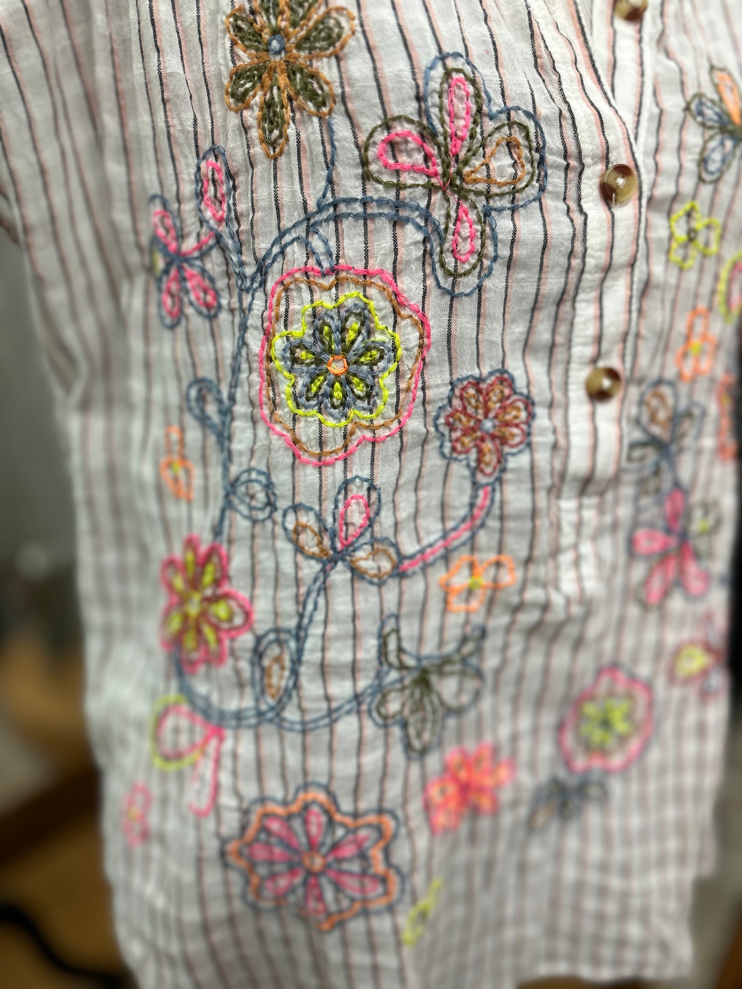 Anthropologie Floral Embroidered Top in XS