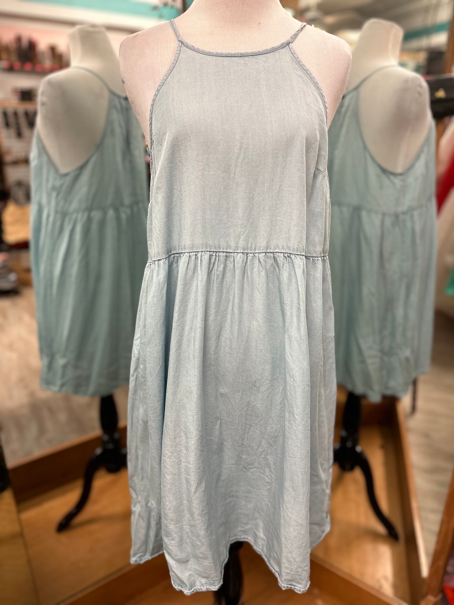 Mossimo Denim Look Ruffle Dress in M