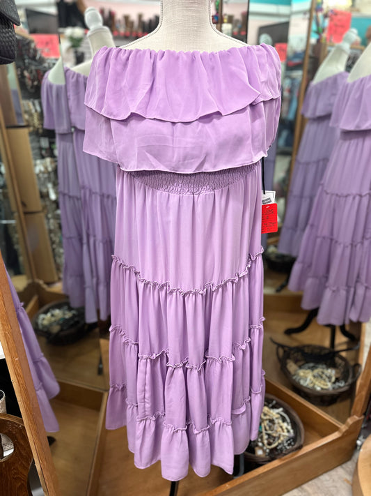 1.State Purple Strapless Ruffle Dress in L