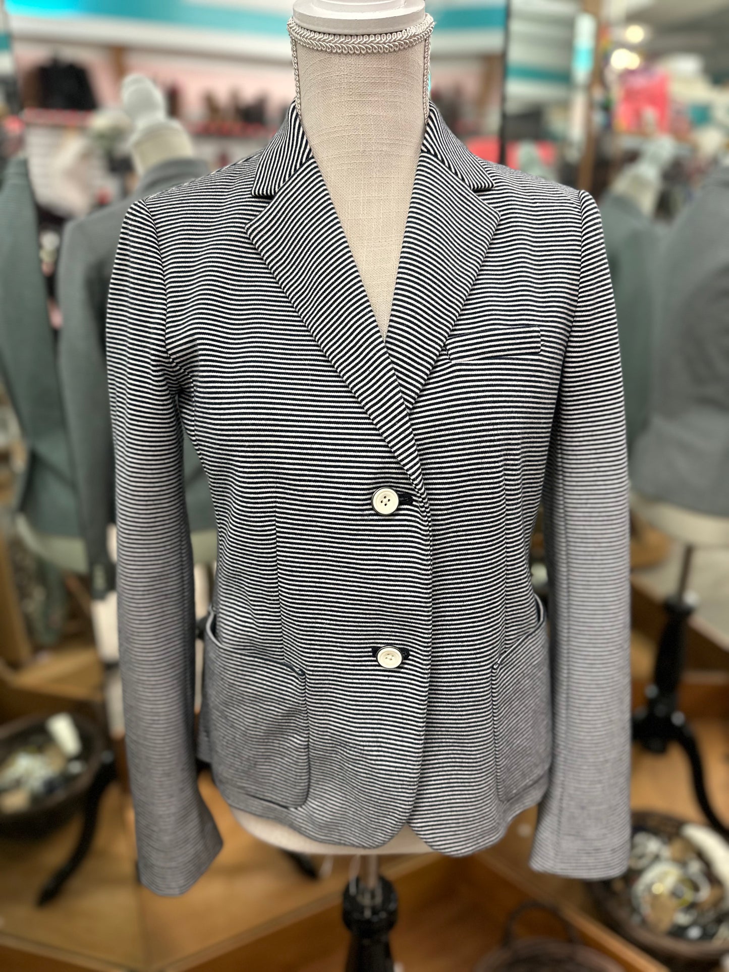 Gap The Modern Blazer Navy and White Striped Blazer in 4