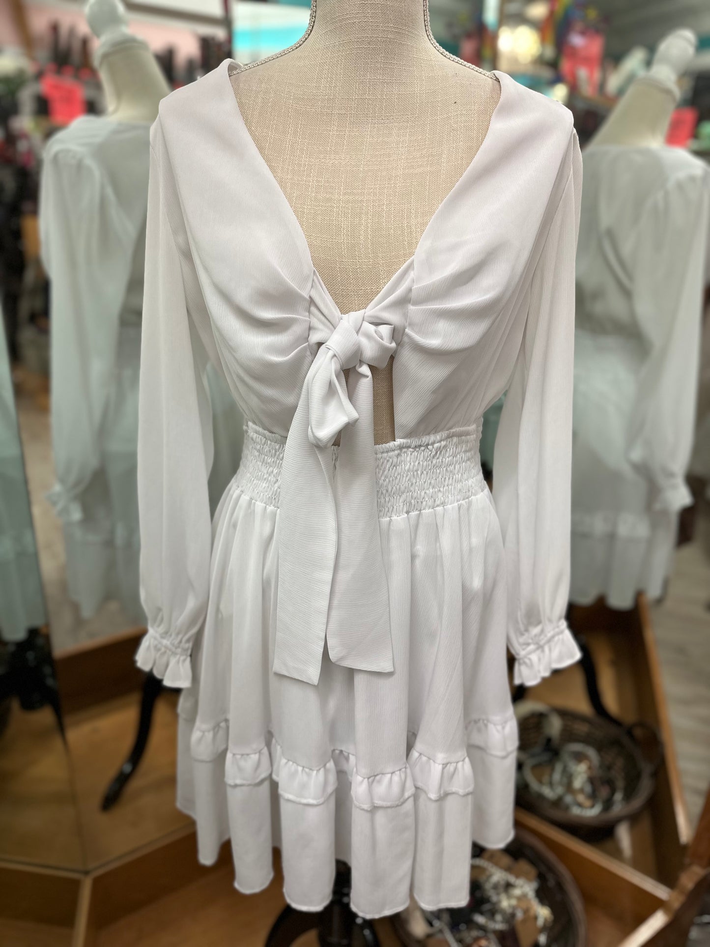 White Label White Long Sleeve Dress in M