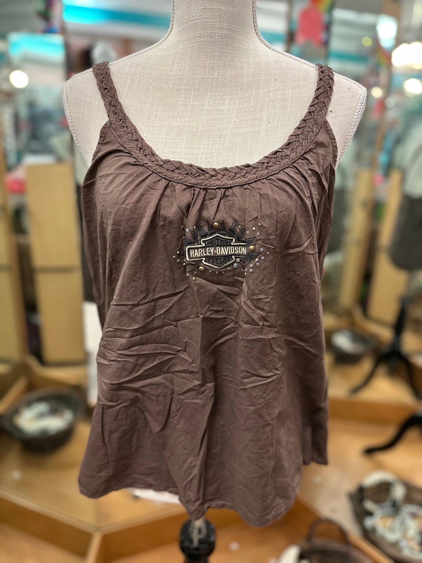 Harley Davidson Brown Braided Tank Top in XL