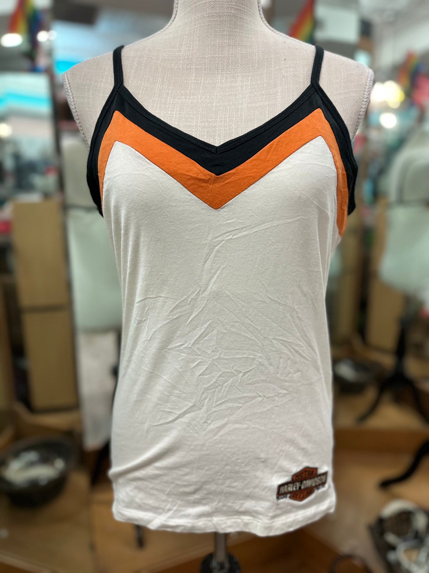 Harley Davidson Embroidered Skinny Strap Tank in L